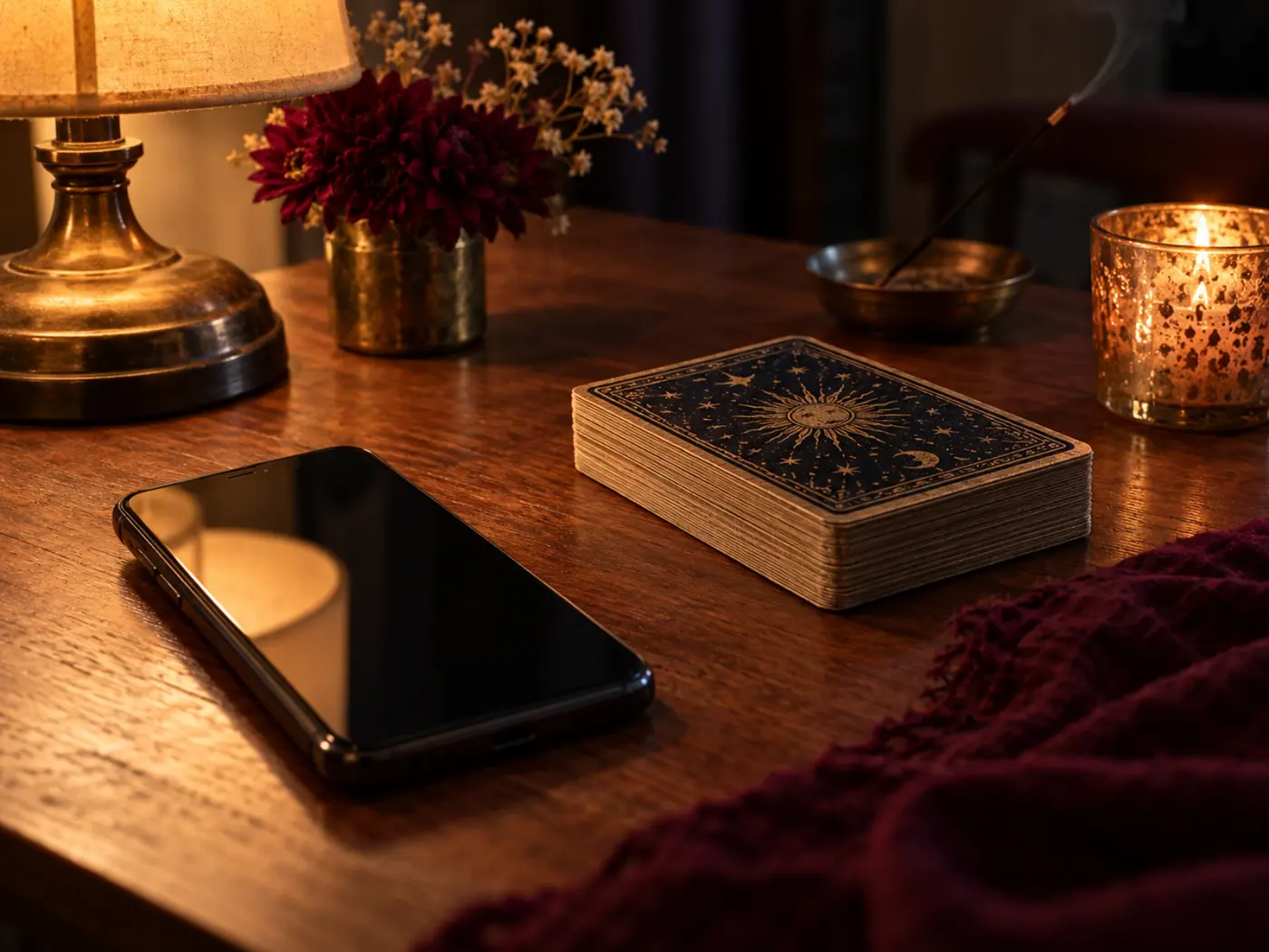 Looking for a tarot reading near you? Distance stopped mattering: cards on the reading table
